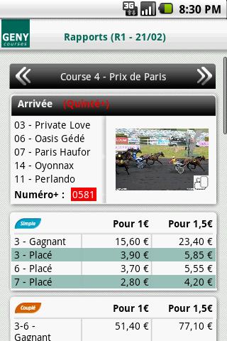 Geny Courses - Infos Turf Screen 2