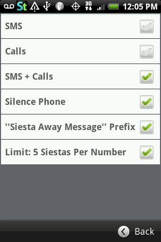 Siesta Text: Auto Away Message Screen 3