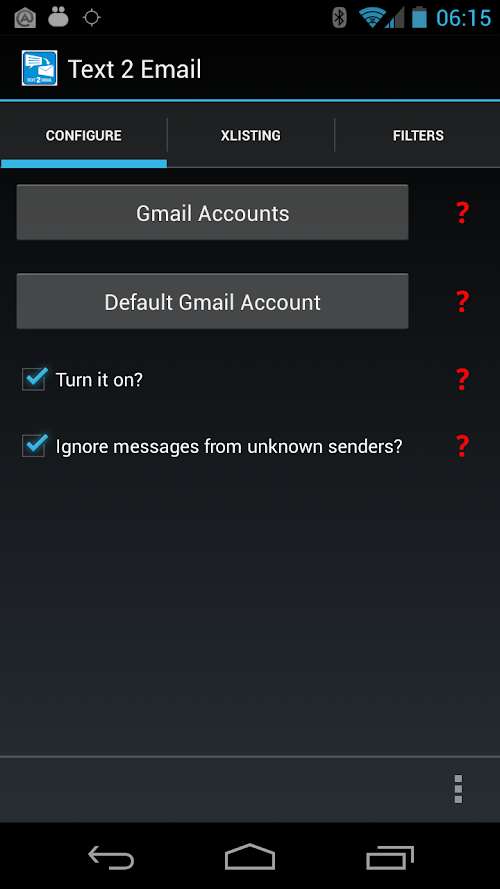 Android application Text 2 Email screenshort