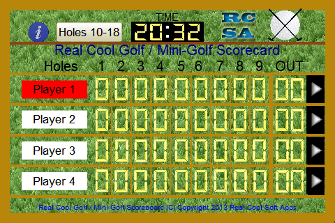 Real Cool Mini Golf Score Card