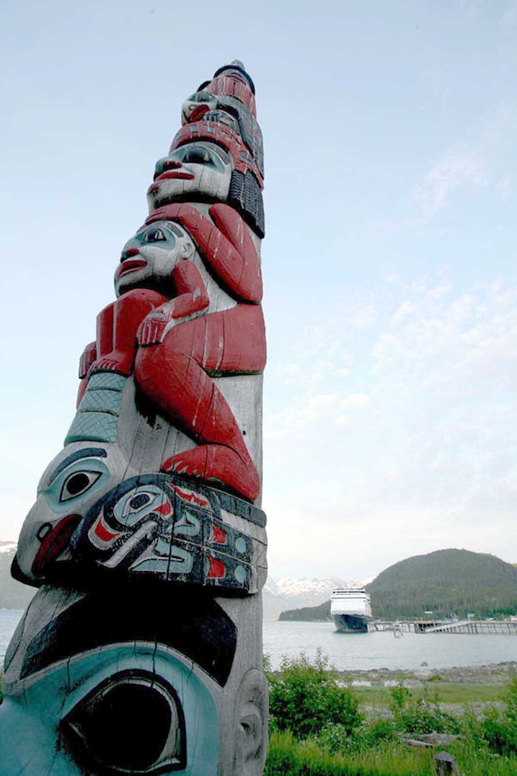 A totem pole outside of Haines, Alaska.
