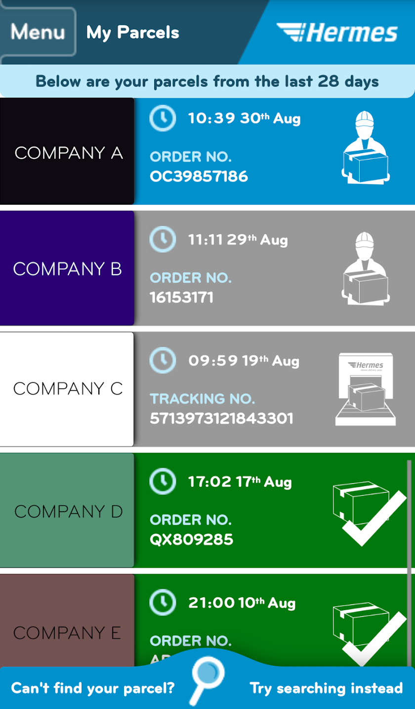 Hermes Parcel Manager Screen 3