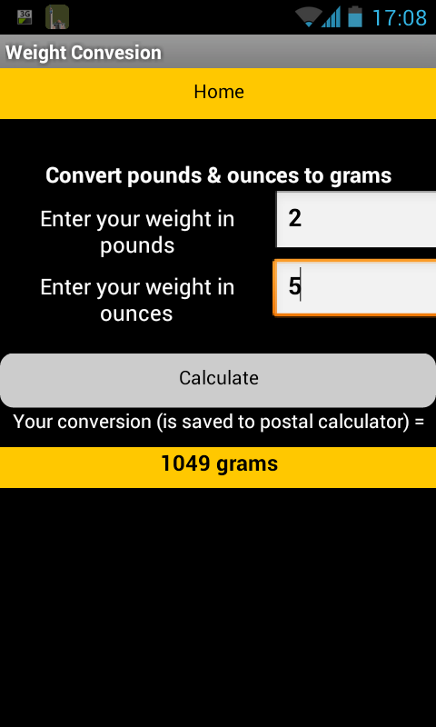 UK Postal Calc for Royal Mail Screen 4