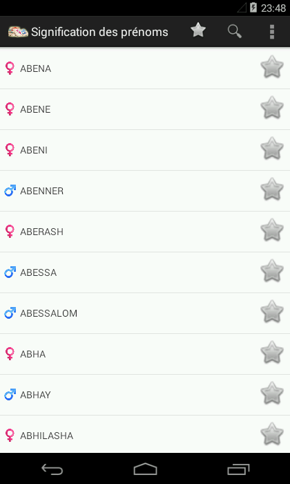 Android application Names and Meanings screenshort