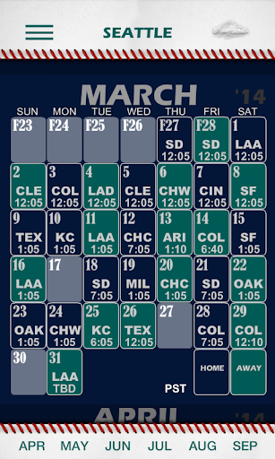 Baseball Pocket Sked- Mariners