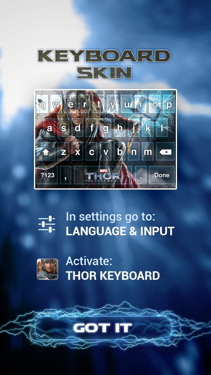 Thor: The Dark World Keyboard Screen 2