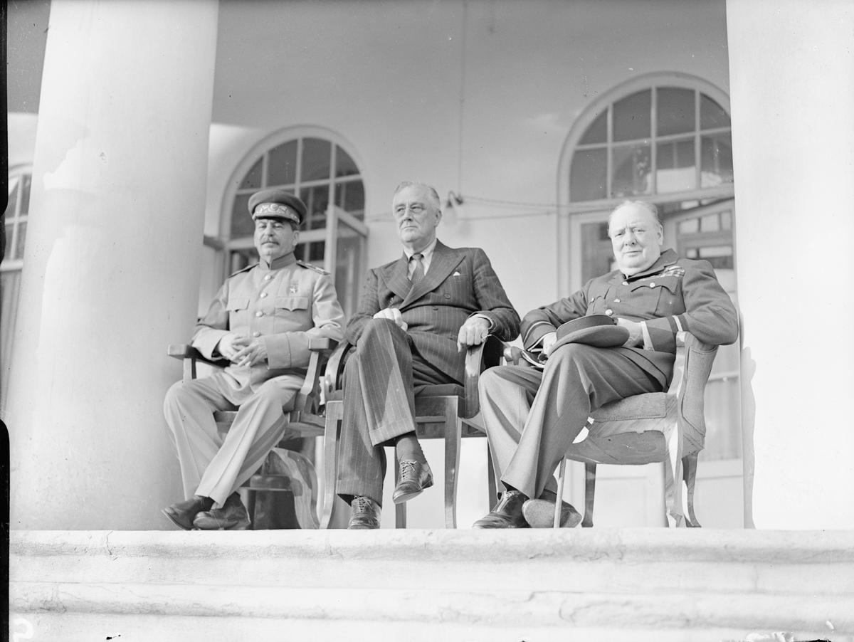 Josef Stalin, President Franklin Roosevelt and Prime Minister Winston Churchill at Tehran, 1943