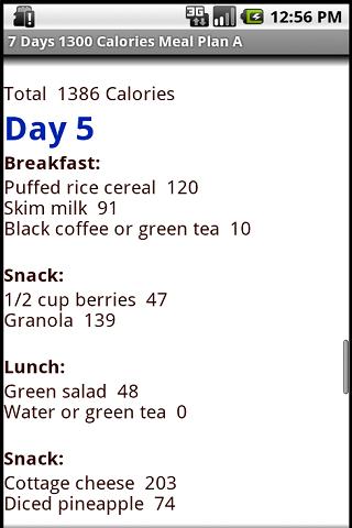 1300 and 1800 Calories Diets Screen 3