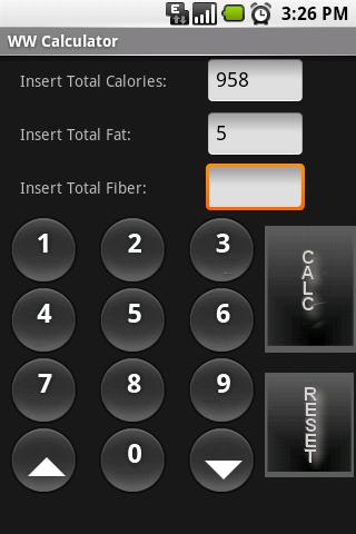 Android application WW Calculator screenshort