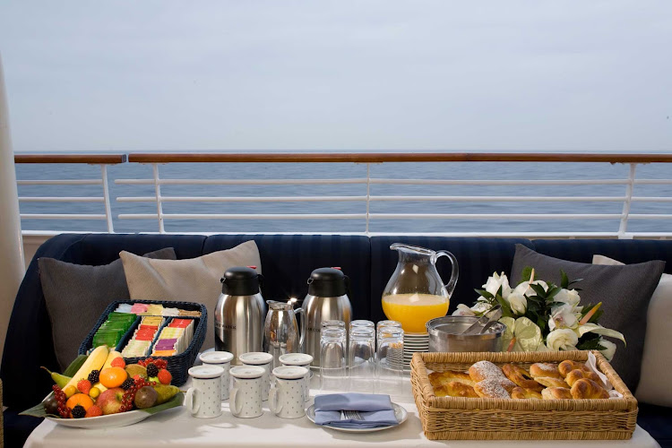 Wake up to an early risers buffet with an ocean view during your SeaDream sailing.