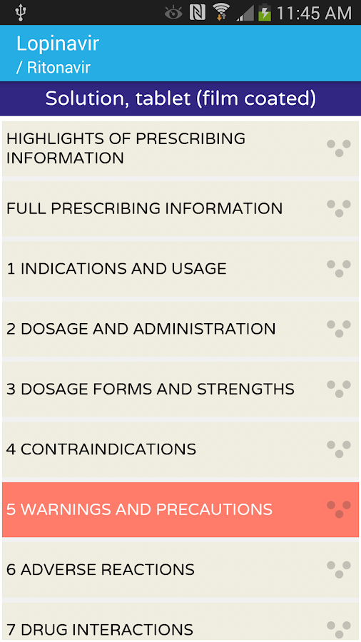    AIDSinfo Drug Database- screenshot  