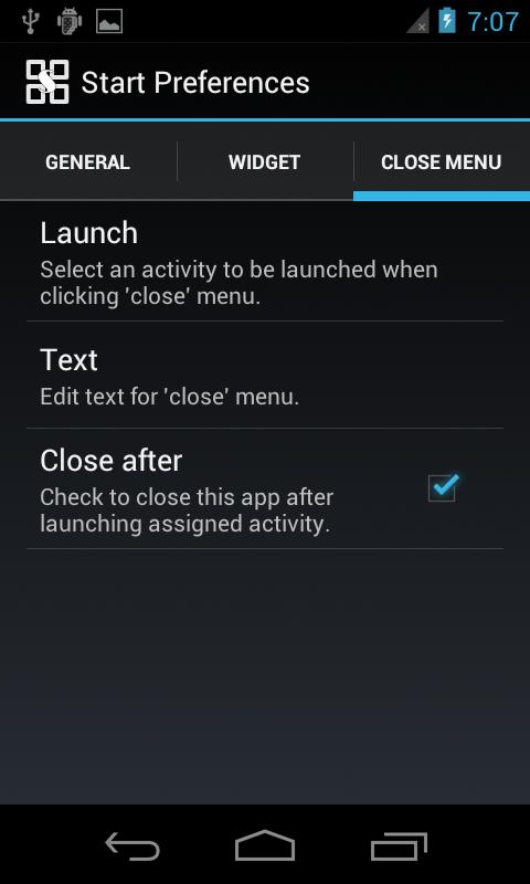 Start menu for Android - screenshot