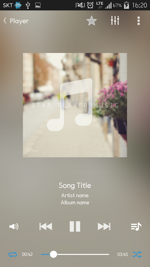Android application Star Music Player screenshort