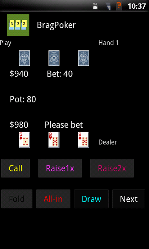 Brag Poker Screen 3