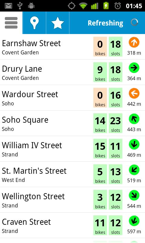 Cycle Hire Widget Screen 2