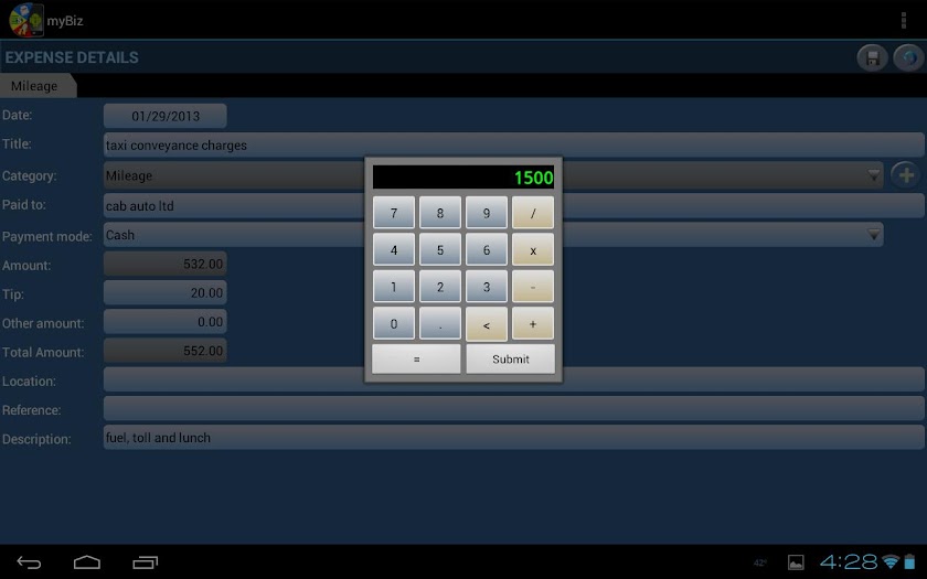 myBiz Mobile Business Manager Screen 3