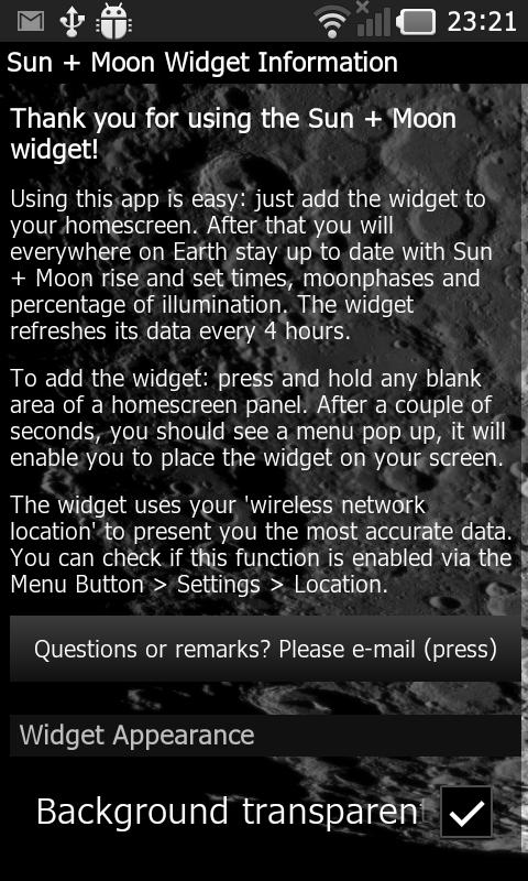 Sun + Moon Widget Screen 2