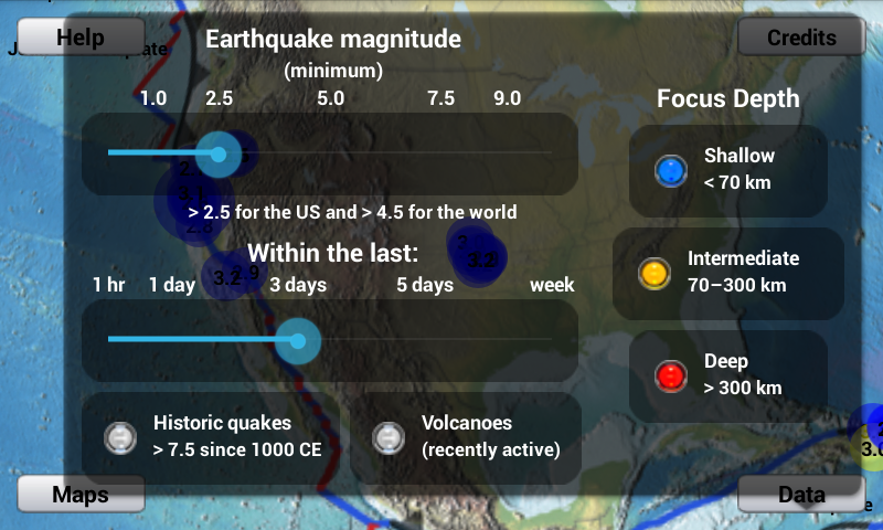 Earthquake Finder Screen 2