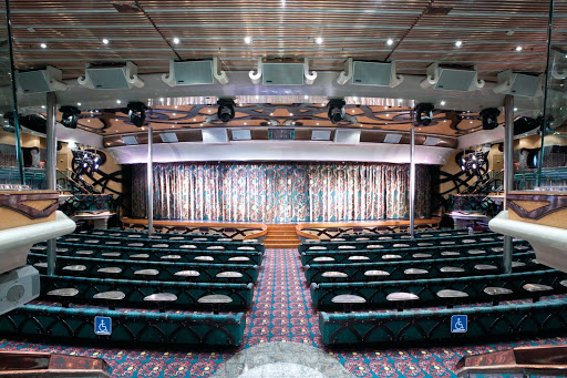 The Paris Lounge, Carnival Inspiration's 2-deck theater, showcases popular comedy acts, Vegas-style revues and talent shows.