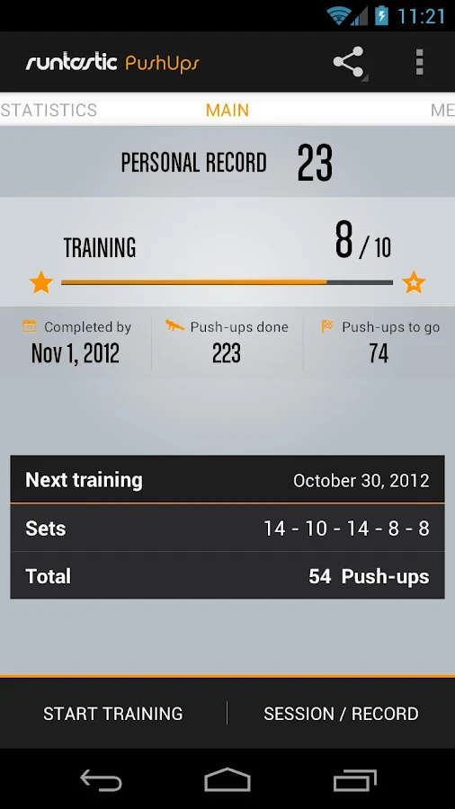 Runtastic Push-Ups PRO - screenshot