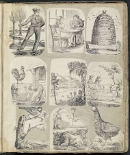 Albumblad met diverse voorstellingen