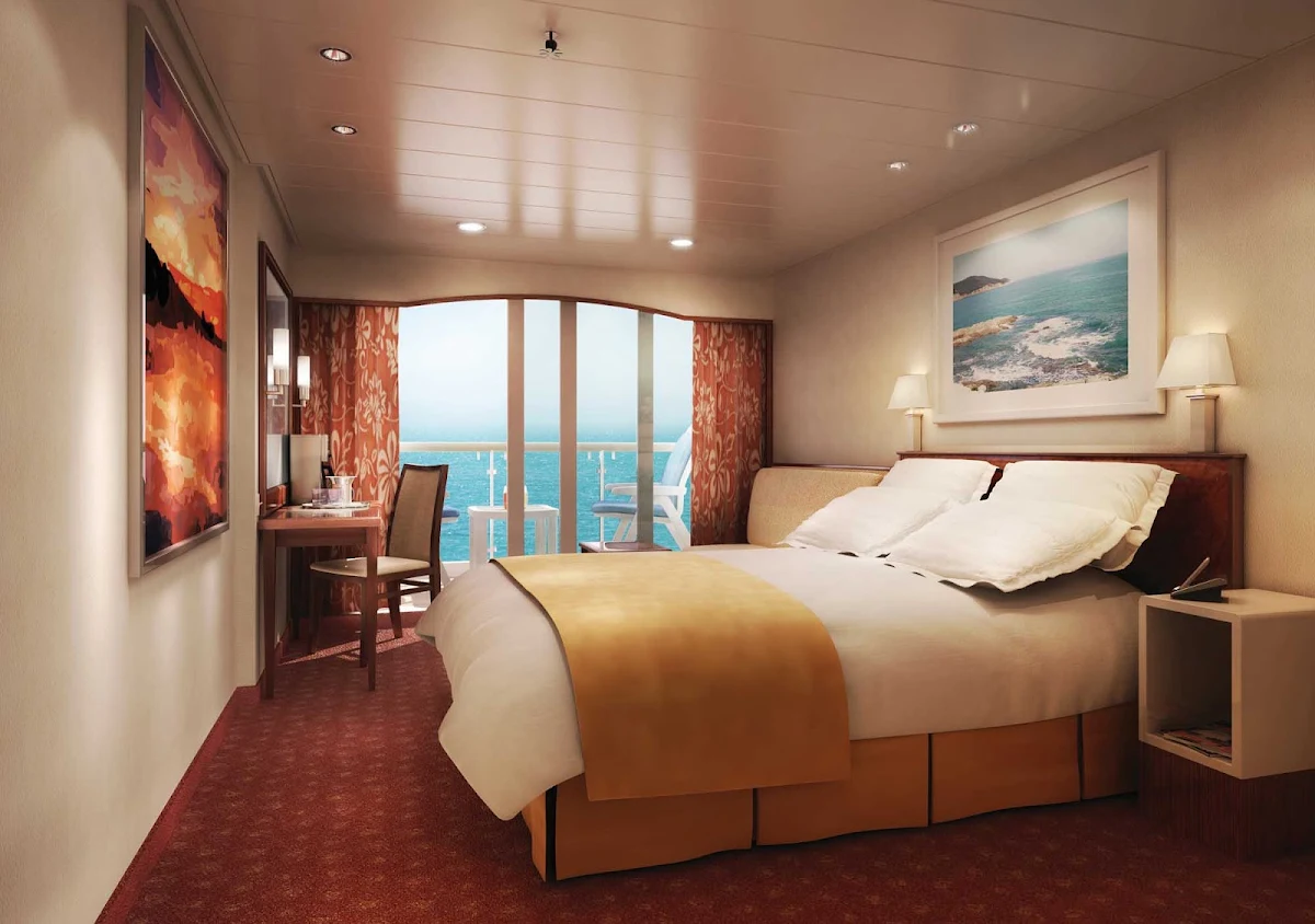 Norwegian-Spirit-Balcony-Stateroom - The Balcony Stateroom aboard Norwegian Spirit can house up to three guests. It offers comfortable beds and magnificent views from a private balcony.