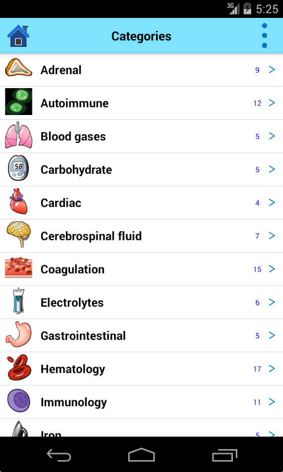 LabDx - the Lab Values App Screen 1