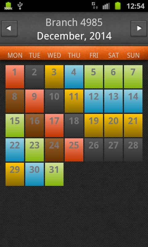 Android application US Postal Service Rota screenshort