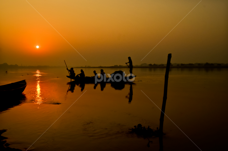 Morning Journey by Sagar Lahiri - Transportation Boats