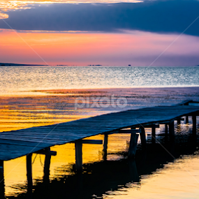 Sunset on Razim lake by Stirbu Eduard Aurel - Landscapes Waterscapes