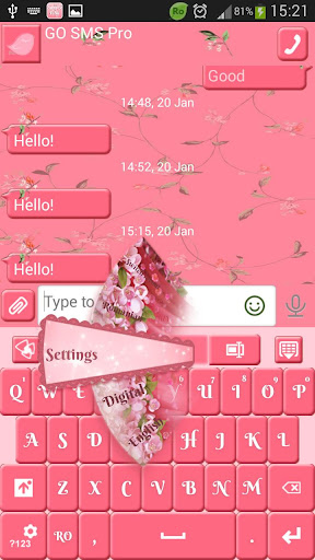 GO SMS 간단히 핑크