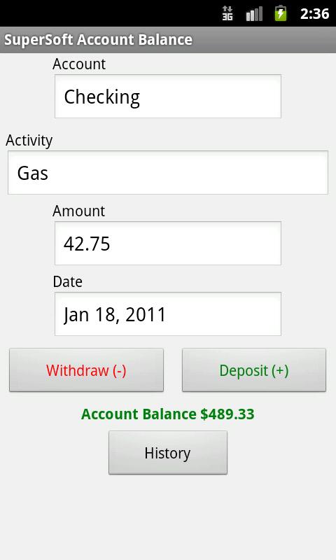 Android application SS Account Tracker screenshort