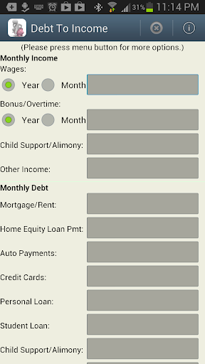 Debt to Income -DTI Calculator