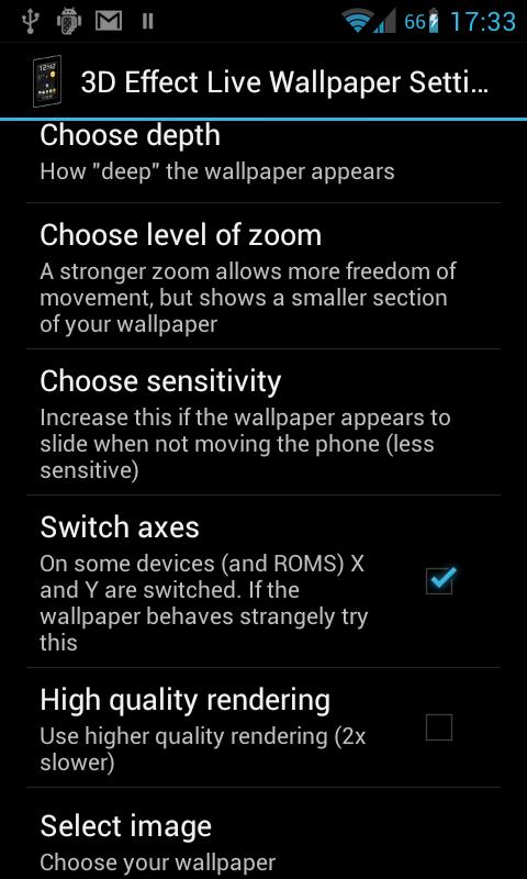 Android application 3D-effect Live Wallpaper screenshort