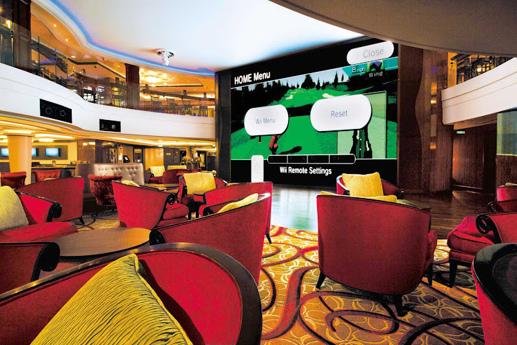 Head to Norwegian Epic's Wii Wall, where you can play interactive games or watch movies on a two-story Wii screen.