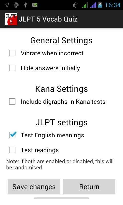 JLPT 5 Vocab Quiz - screenshot