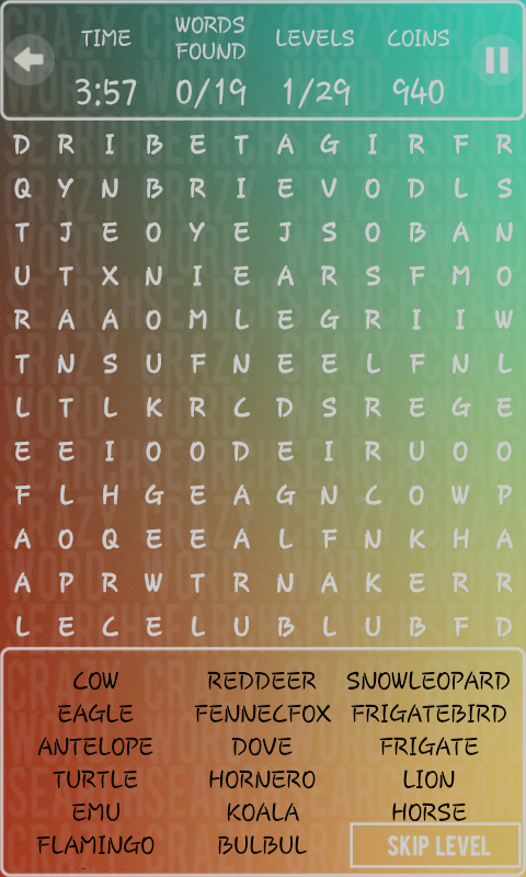 Crazy Word Search Screen 3