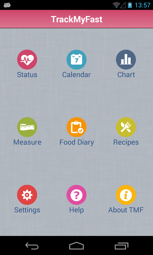Android application TrackMyFast 5:2 Diet screenshort