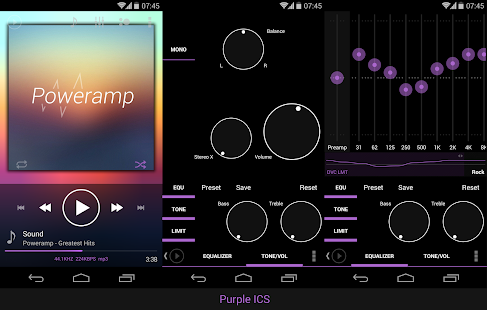Poweramp skin KK/JB/ICS Purple - screenshot thumbnail