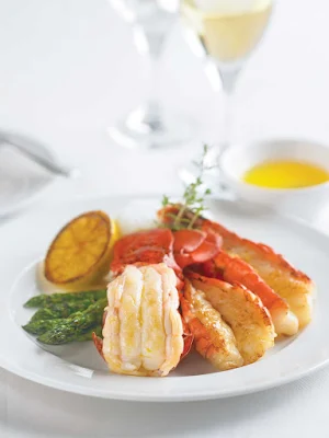 A  broiled Lobster Tail and King Prawns dish straight from the Princess Cruises kitchen. 