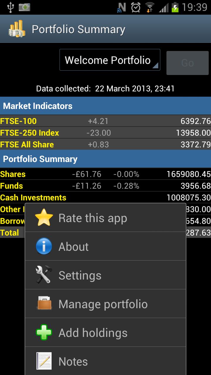 Money Extra Portfolio (full) Screen 2