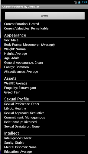 Character Personality Creator