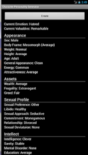 Android application Character Personality Creator screenshot