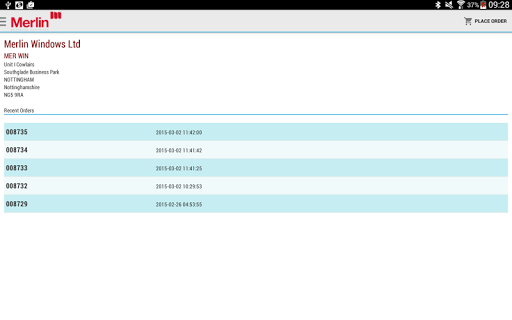 Merlin Customer Order Pad