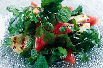 Watermelon & herb salad with grilled halloumi