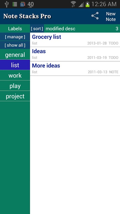 Android application Note Stacks Pro (Notebook) screenshort