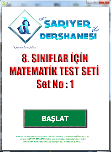 SARIYER MATEMATİK TEST NO 1