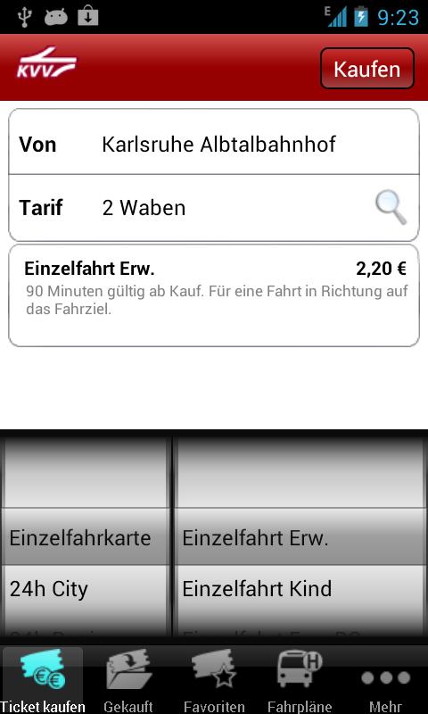 Android application KVV.ticket screenshort