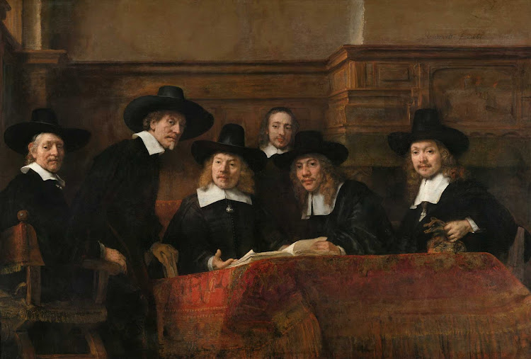 "The Wardens of the Amsterdam Drapers’ Guild" (1662), oil painting by Rembrandt Harmenszoon van Rijn. See it at the Rijksmuseum in Amsterdam, the Netherlands. 