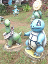 Turtle and Gorilla Pokeman Statues